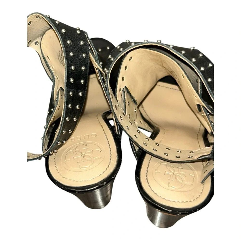 GUESS Gwerika Black Peep-Toe High heels Sandals – Women’s Size 6 M Leather Upper